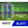 11'er nett fotballmål D: 2,0/2,0m Hvitt/Blått 120mm