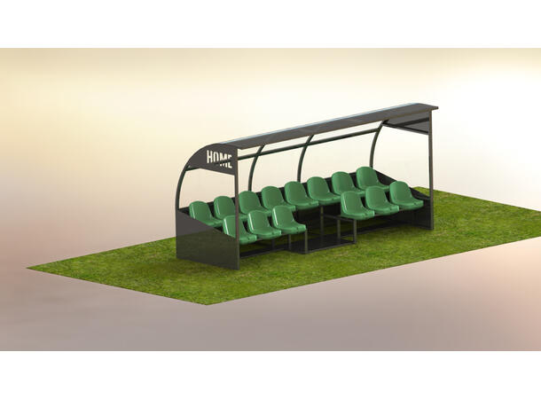 Innbytterbenk med plass til 14 personer Oval