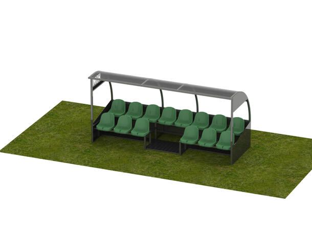 Innbytterbenk med plass til 14 personer Oval