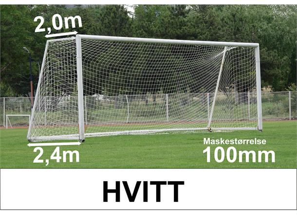 11'er nett fotballmål D: 2,0/2,4m Hvitt 100mm