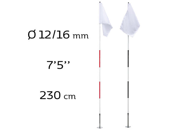 Flaggstang O-Tour Lite 230 cm Hvit - Hvit bunn 35 cm 