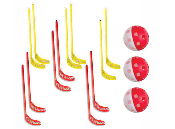 12stk innebandykøller + 6 baller - 85cm 