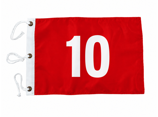 Greenflagg Grommet-Tie Tall 10-18  Rød med hvite tall 