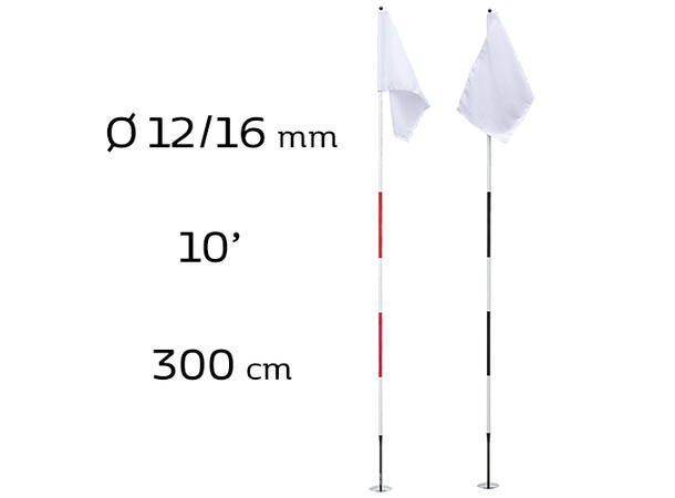 Flaggstang O-Tour Lite 300 cm Hvit - Svart bunn 35 cm 