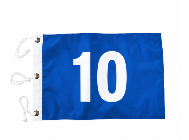 Greenflagg Grommet-Tie Tall 10-18  Blå med hvite tall 