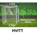 11'er nett fotballmål D: 2,35/2,35m Hvitt 100mm