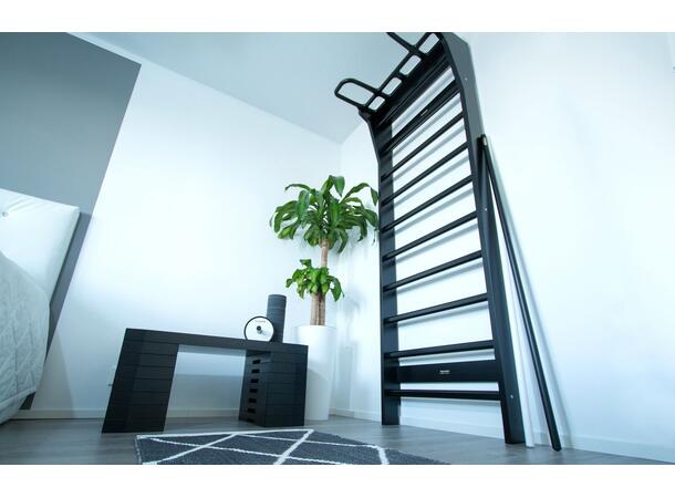 Fitwood Ribbevegg med Chin Up stang 220 x 78 x 55 cm, Svart 