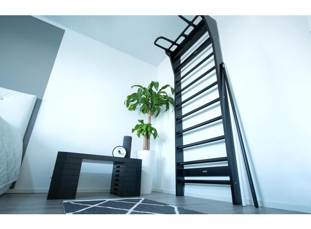 Fitwood Ribbevegg med Chin Up stang 220 x 78 x 55 cm, Svart