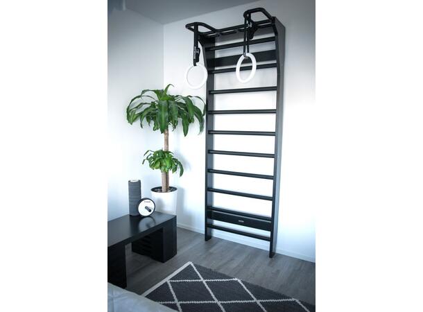 Fitwood Ribbevegg med Chin Up stang 220 x 78 x 55 cm, Svart