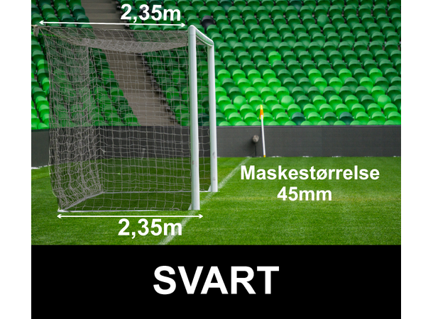 11'er nett fotballmål D: 2,35/2,35m Svart 45mm 
