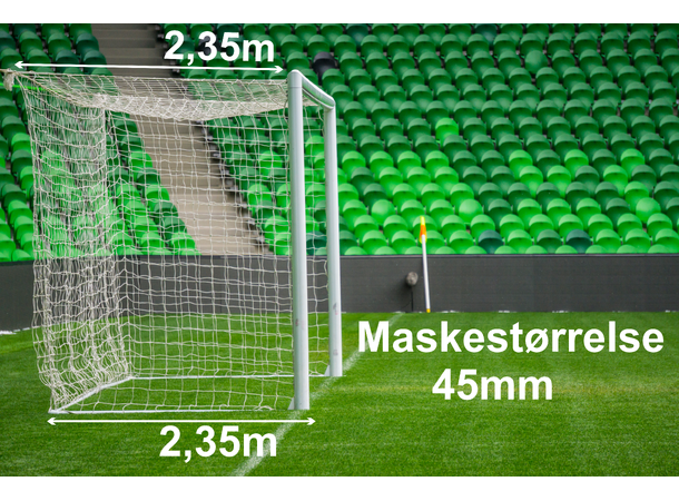 11'er nett fotballmål D: 2,35/2,35m Hvitt 45mm 