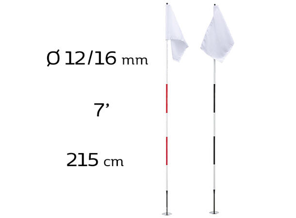 Flaggstang O-Tour Lite 215 cm Hvit - Svart bunn 35 cm 