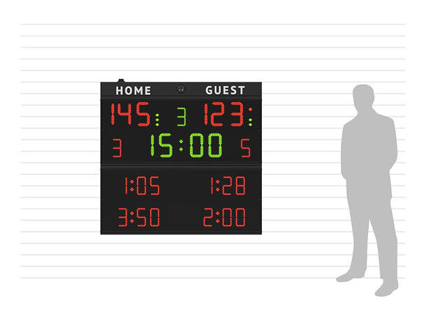Multisport resultattavle - Med utvisning 140 x 133 cm 