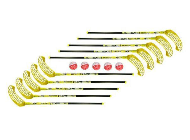 Sett: Innebandykøller Unibros® Reiku 100cm - 12 køller 95cm og 6 baller 