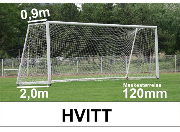 11'er nett fotballmål D: 0,9/2,0m Hvitt 120 mm