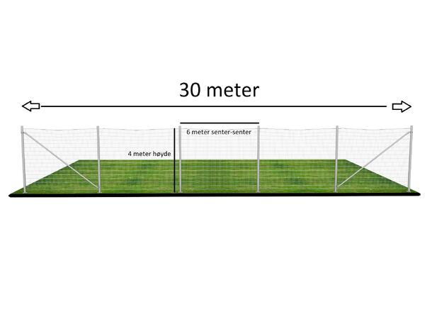 Pakke: Ballfangernett 4x30m  45mm masker Med stolper og fundamenter